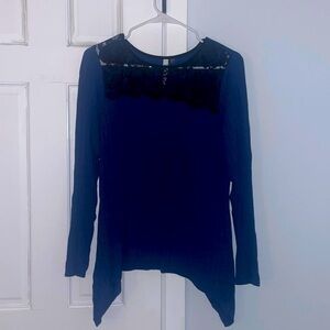 Black and Blue Tunic style top with lace